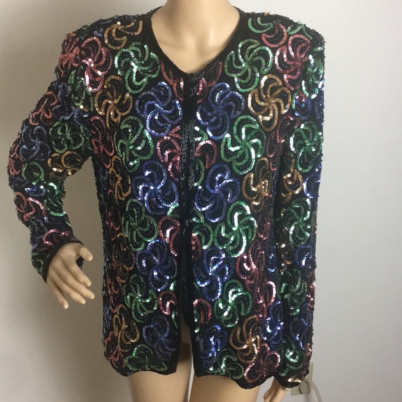 Vintage Laurence Kazar sequins blouse/jacket PM - Picture 1 of 8
